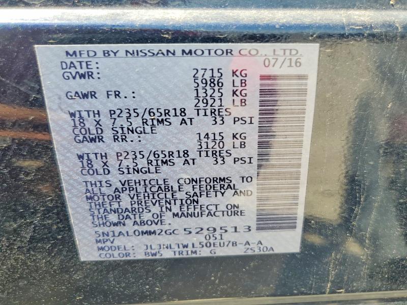 Aukcja sprzedaży 2016 Infiniti Qx60, vin: 5N1AL0MM2GC529513, numer aukcji: 65606666