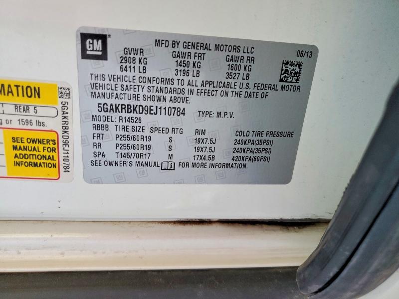 2014 Buick Enclave მანქანა იყიდება აუქციონზე, vin: 5GAKRBKD9EJ110784, აუქციონის ნომერი: 63505646