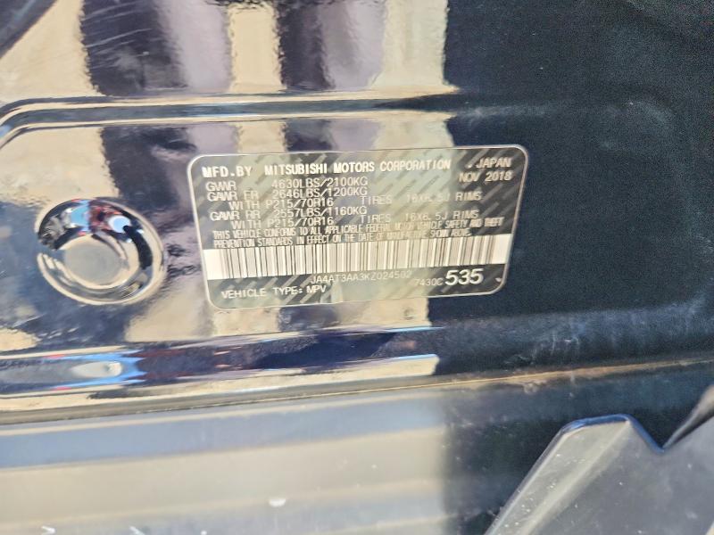 65117816 :رقم المزاد ، JA4AT3AA3KZ024502 vin ، 2019 Mitsubishi Eclipse Cross مزاد بيع