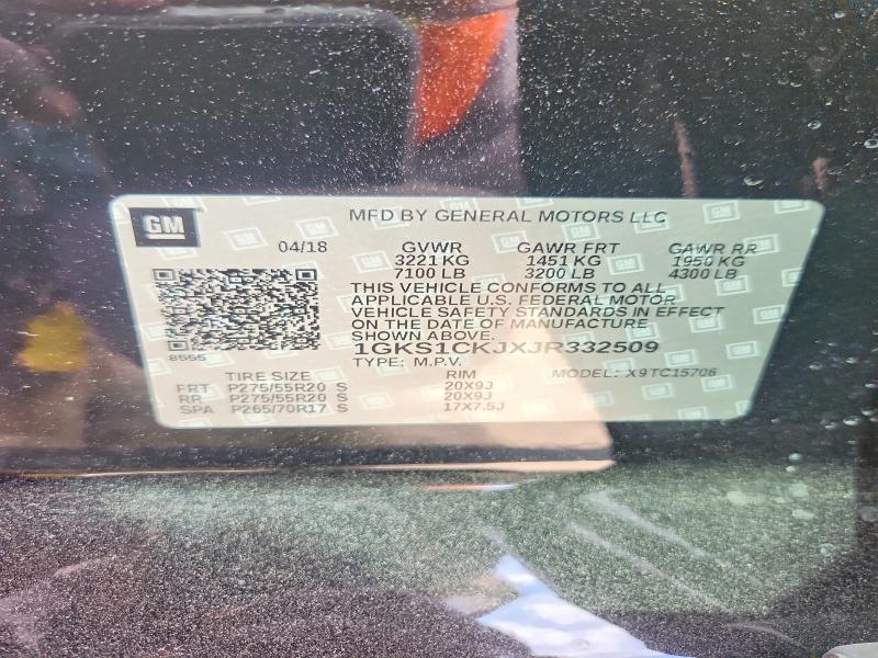 Aukcja sprzedaży 2018 Gmc Yukon, vin: 1GKS1CKJXJR332509, numer aukcji: 66560966