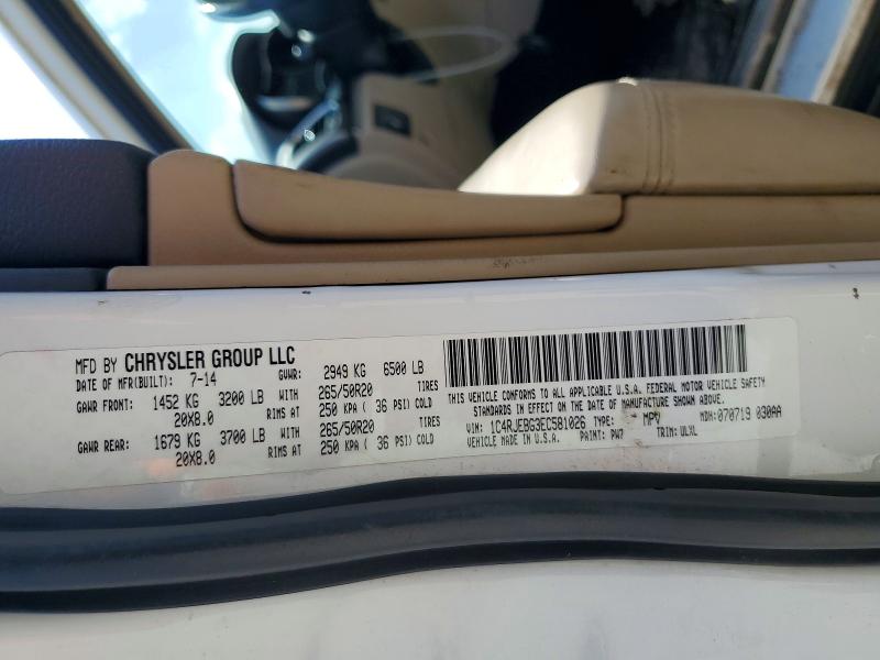 Продаж на аукціоні авто 2014 Jeep Grand Cherokee, vin: 1C4RJEBG3EC581026, номер лоту: 65195186