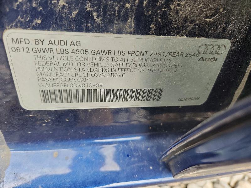 65669136 :رقم المزاد ، WAUFFAFL0DN010808 vin ، 2013 Audi A4 مزاد بيع