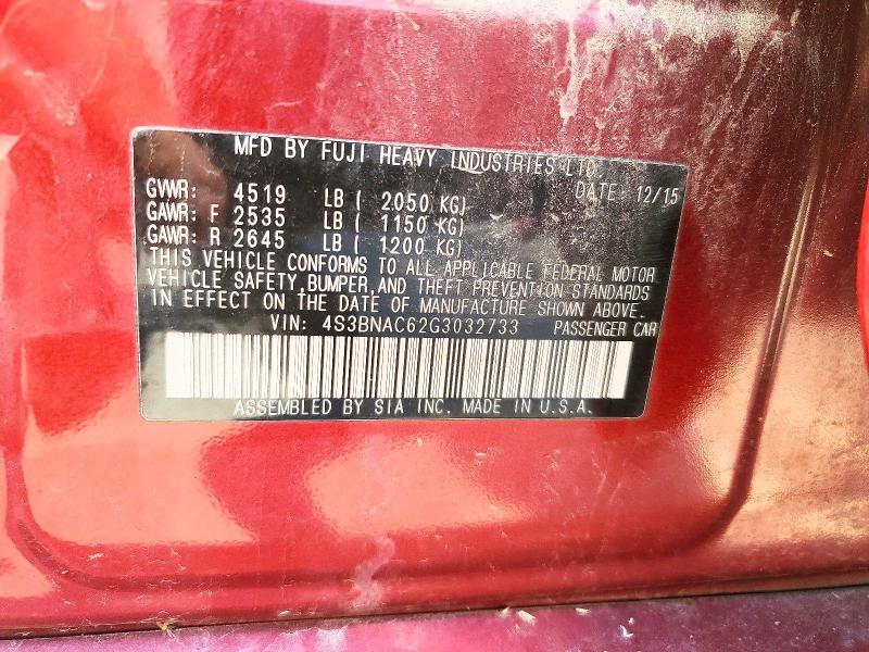 64083566 :رقم المزاد ، 4S3BNAC62G3032733 vin ، 2016 Subaru Legacy مزاد بيع