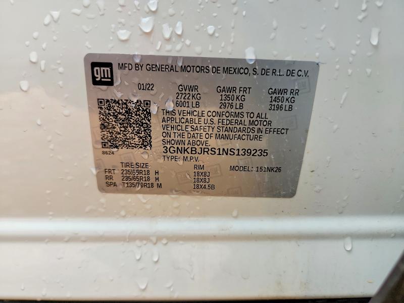 Aukcja sprzedaży 2022 Chevrolet Blazer, vin: 3GNKBJRS1NS139235, numer aukcji: 64967406