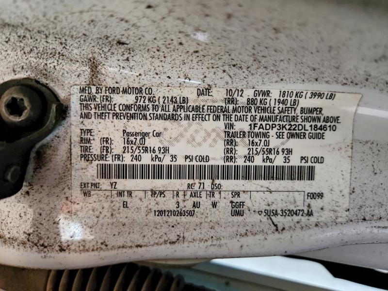 Aukcja sprzedaży 2013 Ford Focus, vin: 1FADP3K22DL184610, numer aukcji: 65599636
