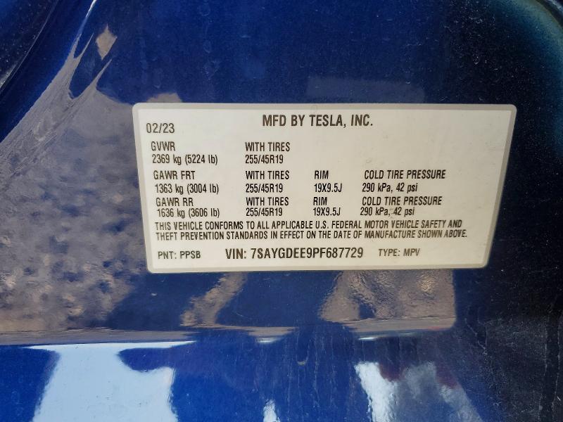 Продажа на аукционе авто 2023 Tesla Model Y, vin: 7SAYGDEE9PF687729, номер лота: 66418676