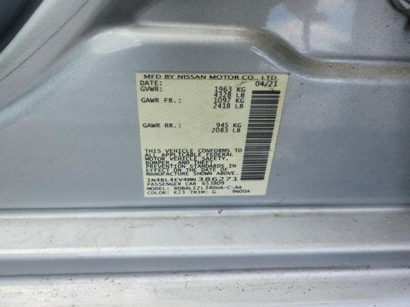 Aukcja sprzedaży 2021 Nissan Altima, vin: 1N4BL4EV4MN386271, numer aukcji: 63730466