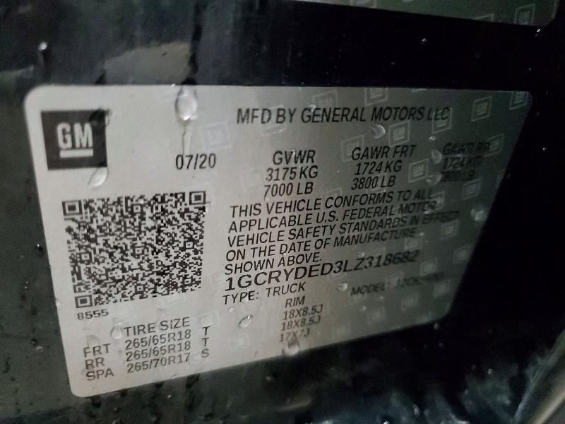 65729566 :رقم المزاد ، 1GCRYDED3LZ318682 vin ، 2020 Chevrolet Silverado مزاد بيع