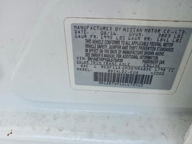 63859606 :رقم المزاد ، 3N1AB7AP1GL675410 vin ، 2016 Nissan Sentra مزاد بيع