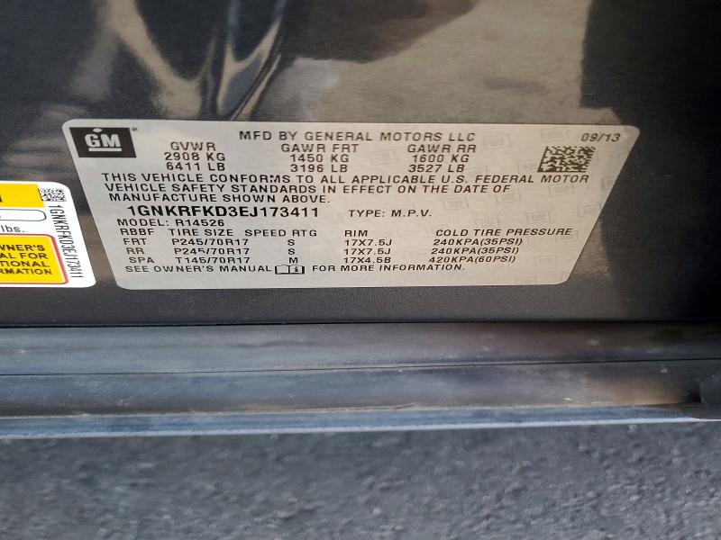 66481146 :رقم المزاد ، 1GNKRFKD3EJ173411 vin ، 2014 Chevrolet Traverse مزاد بيع
