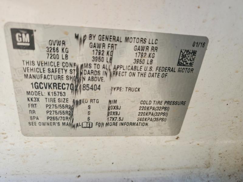 63476786 :رقم المزاد ، 1GCVKREC7GZ185404 vin ، 2016 Chevrolet Silverado مزاد بيع