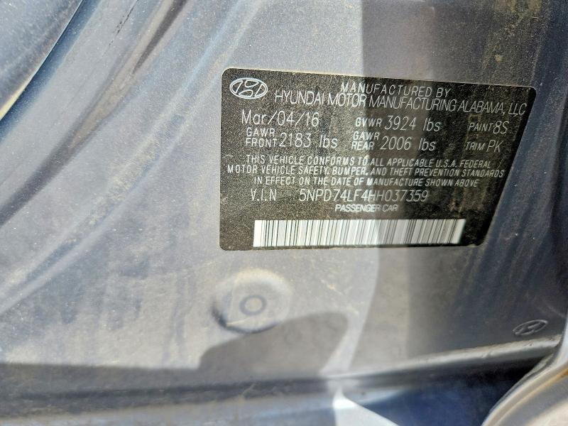 Продаж на аукціоні авто 2017 Hyundai Elantra, vin: 5NPD74LF4HH037359, номер лоту: 65058376