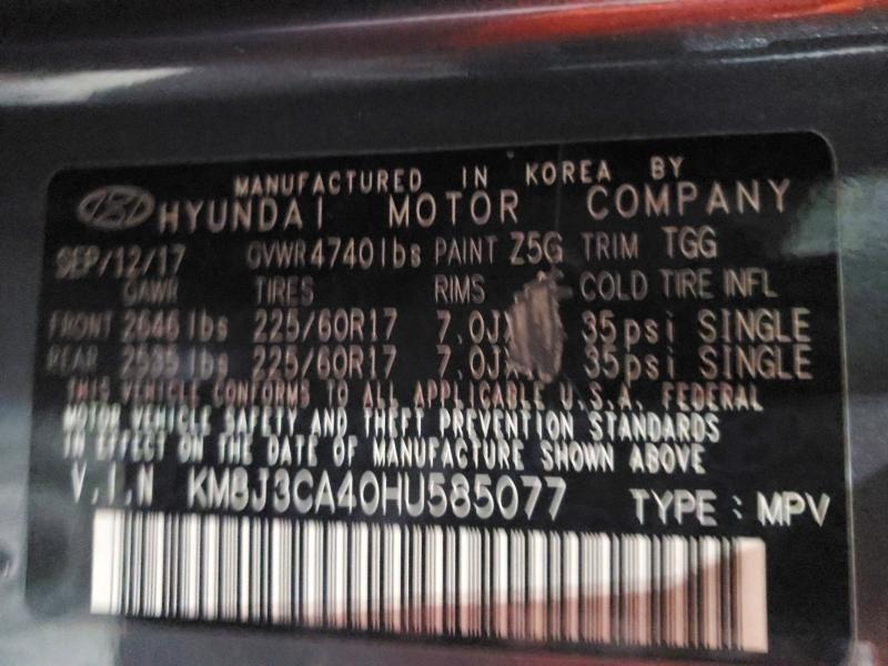 Продаж на аукціоні авто 2017 Hyundai Tucson, vin: KM8J3CA40HU585077, номер лоту: 66195726