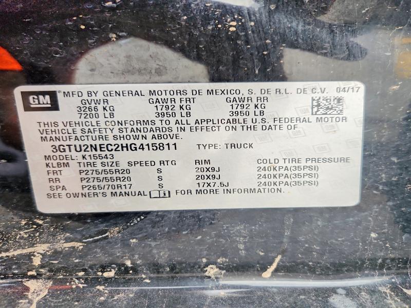 Aukcja sprzedaży 2017 Gmc Sierra, vin: 3GTU2NEC2HG415811, numer aukcji: 63399726