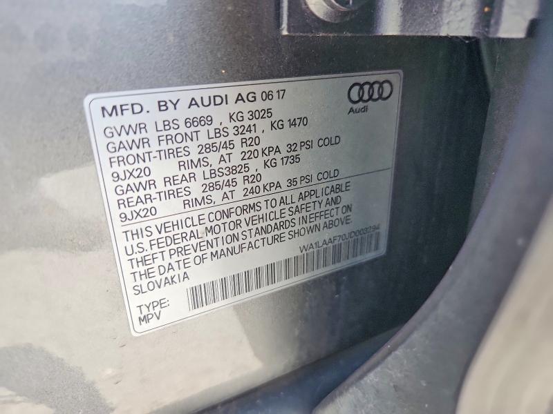 64420336 :رقم المزاد ، WA1LAAF70JD003294 vin ، 2018 Audi Q7 مزاد بيع