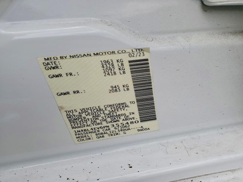 65720676 :رقم المزاد ، 1N4BL4EV6PN355480 vin ، 2023 Nissan Altima مزاد بيع