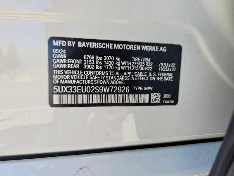 65885026 :رقم المزاد ، 5UX33EU02S9W72926 vin ، 2025 Bmw X5 مزاد بيع