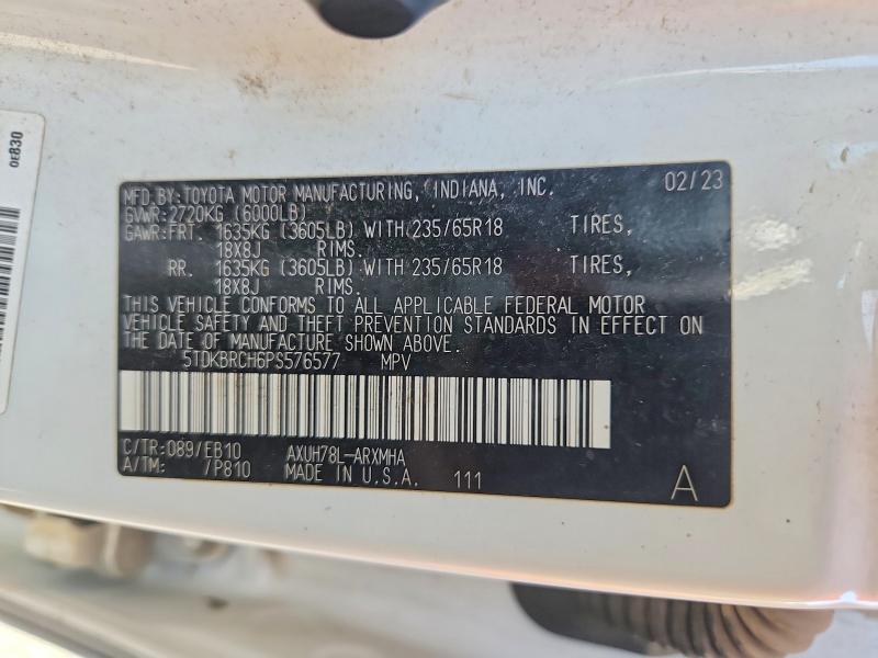 Aukcja sprzedaży 2023 Toyota Highlander Hybrid, vin: 5TDKBRCH6PS576577, numer aukcji: 64848186