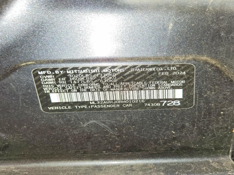 Aukcja sprzedaży 2024 Mitsubishi Mirage, vin: ML32AUHJ0RH010216, numer aukcji: 63886846