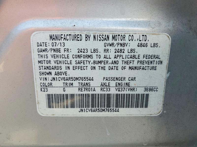Продаж на аукціоні авто 2013 Infiniti G37 Sedan, vin: JN1CV6AR5DM765544, номер лоту: 64659696