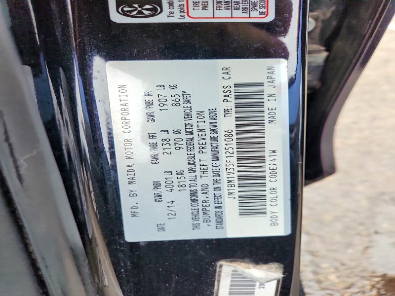 65097046 :رقم المزاد ، JM1BM1V35F1251086 vin ، 2015 Mazda 3 مزاد بيع