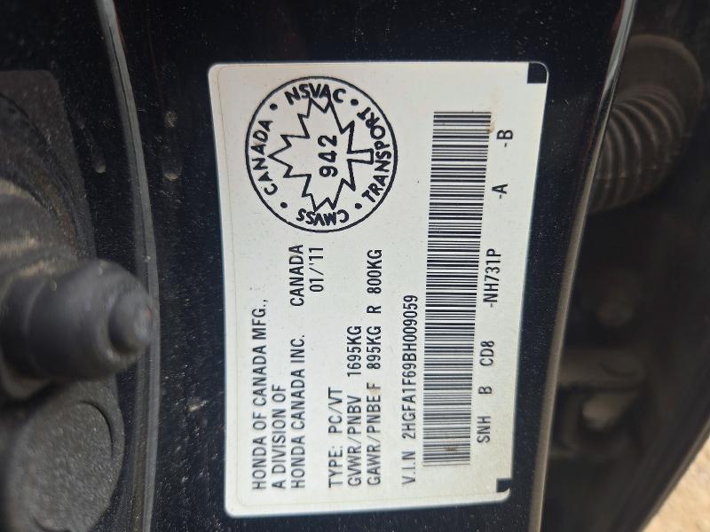 Aukcja sprzedaży 2011 Honda Civic, vin: 2HGFA1F69BH009059, numer aukcji: 64825976