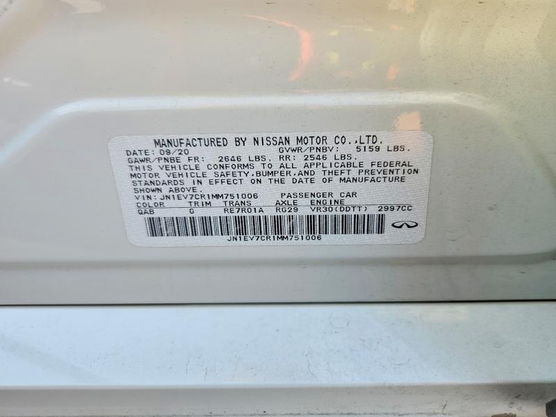 Aukcja sprzedaży 2021 Infiniti Q50, vin: JN1EV7CR1MM751006, numer aukcji: 66471556