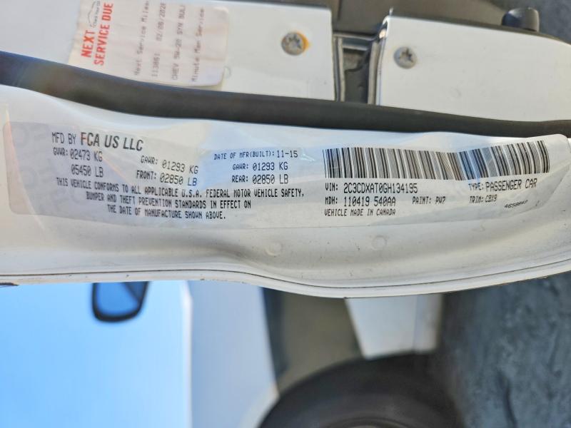 66278116 :رقم المزاد ، 2C3CDXAT0GH134195 vin ، 2016 Dodge Charger مزاد بيع