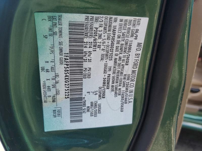 Продажа на аукционе авто 1999 Ford Taurus, vin: 1FAFP58S4XG275225, номер лота: 62002536