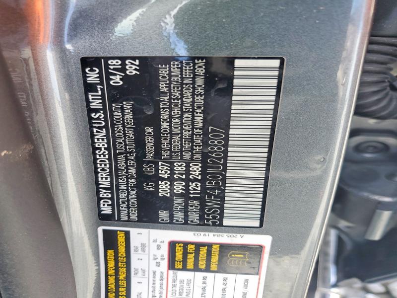 Продаж на аукціоні авто 2018 Mercedes-benz C, vin: 55SWF4JB0JU268807, номер лоту: 66691976