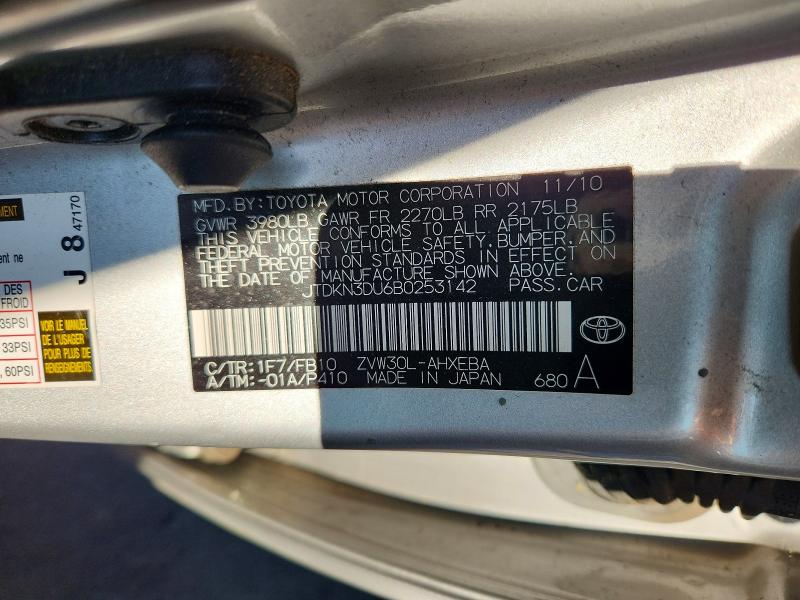 Aukcja sprzedaży 2011 Toyota Prius, vin: JTDKN3DU6B0253142, numer aukcji: 64426576