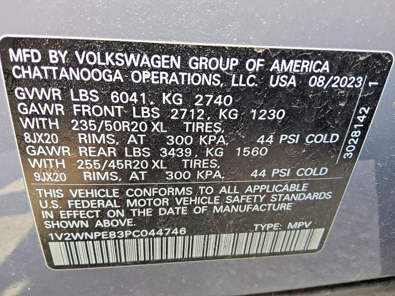 2023 Volkswagen Id.4 მანქანა იყიდება აუქციონზე, vin: 1V2WNPE83PC044746, აუქციონის ნომერი: 66425546