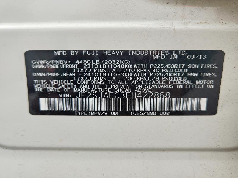 Продаж на аукціоні авто 2014 Subaru Forester, vin: JF2SJAEC3EH422868, номер лоту: 67083796