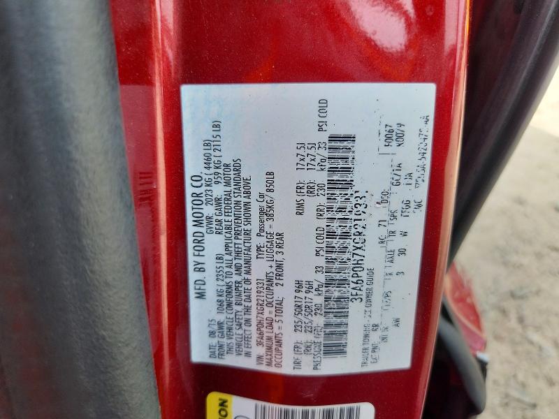 67093016 :رقم المزاد ، 3FA6P0H7XGR219331 vin ، 2016 Ford Fusion مزاد بيع