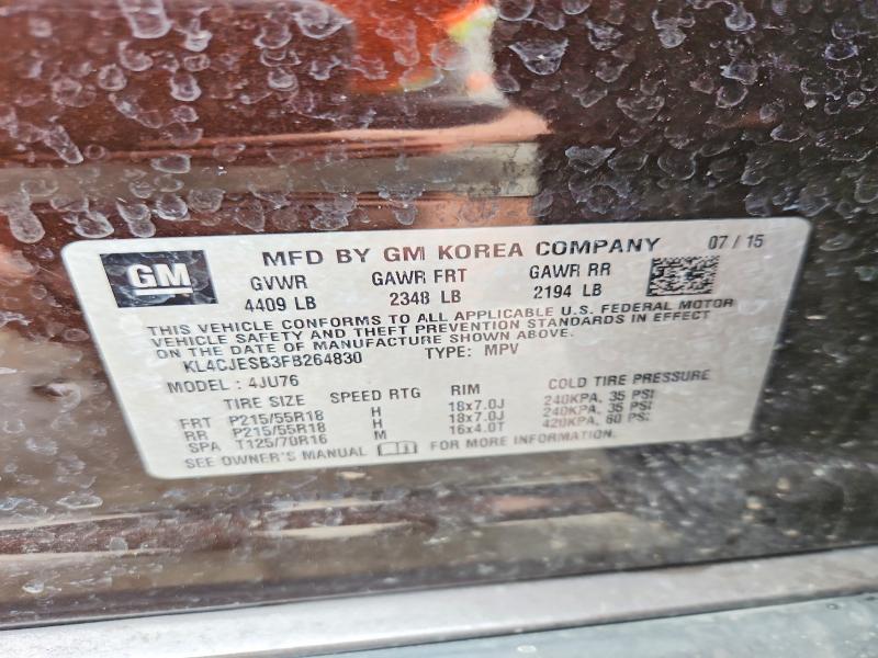 64011606 :رقم المزاد ، KL4CJESB3FB264830 vin ، 2015 Buick Encore مزاد بيع