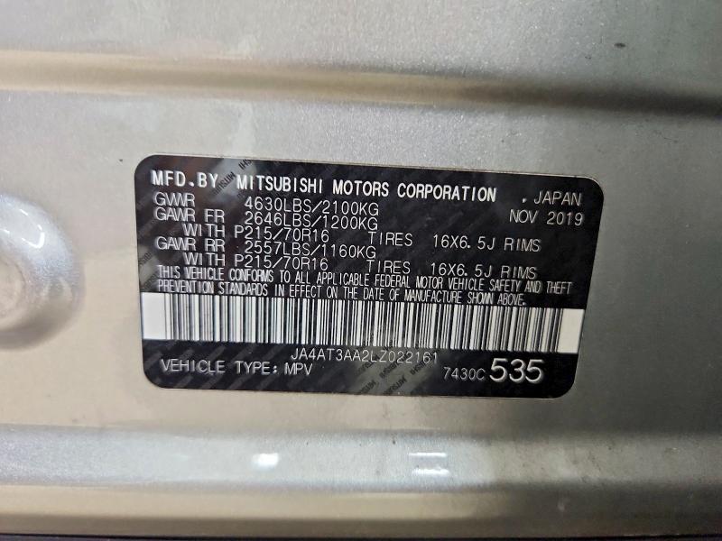 Auction sale of the 2020 Mitsubishi Eclipse Cross, vin: JA4AT3AA2LZ022161, lot number: 65612546