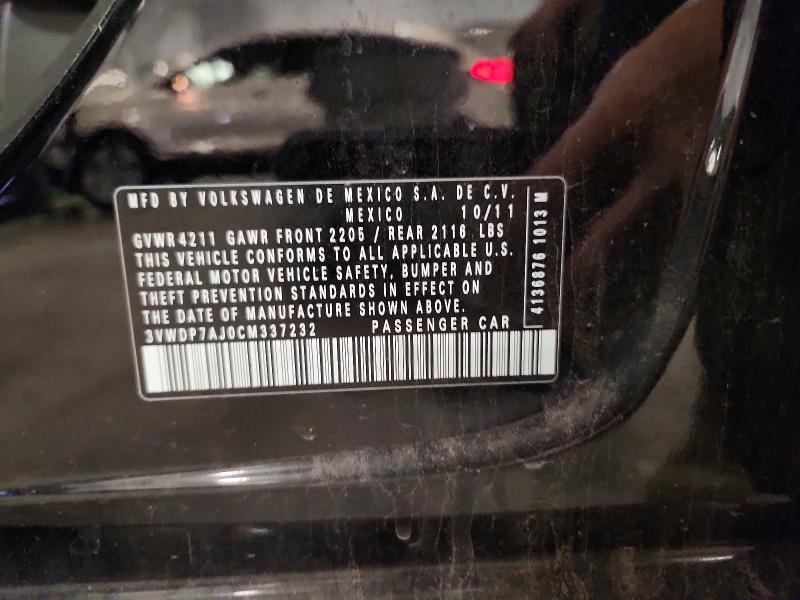 Продажа на аукционе авто 2012 Volkswagen Jetta, vin: 3VWDP7AJ0CM337232, номер лота: 63442546