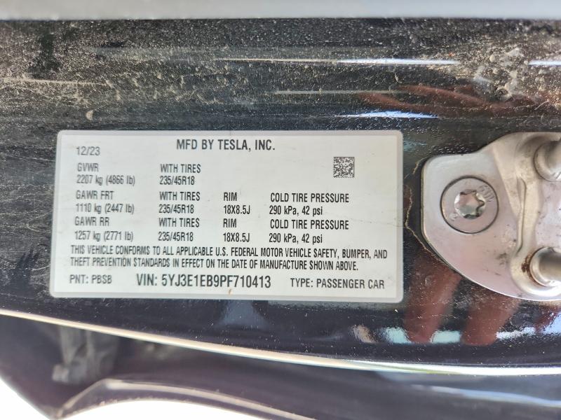 2023 Tesla Model 3 მანქანა იყიდება აუქციონზე, vin: 5YJ3E1EB9PF710413, აუქციონის ნომერი: 66790216