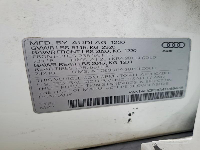 Продаж на аукціоні авто 2021 Audi Q3, vin: WA1AUCF3XM1065475, номер лоту: 65381166