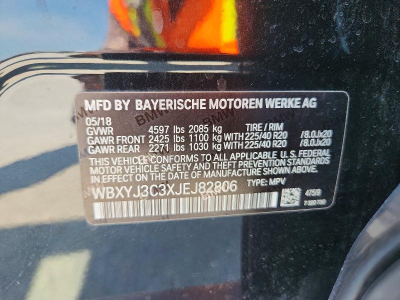 63604166 :رقم المزاد ، WBXYJ3C3XJEJ82806 vin ، 2018 Bmw X2 مزاد بيع