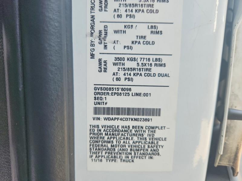 Продажа на аукционе авто 2019 Mercedes-benz Sprinter, vin: WDAPF4CD7KN023691, номер лота: 65817866