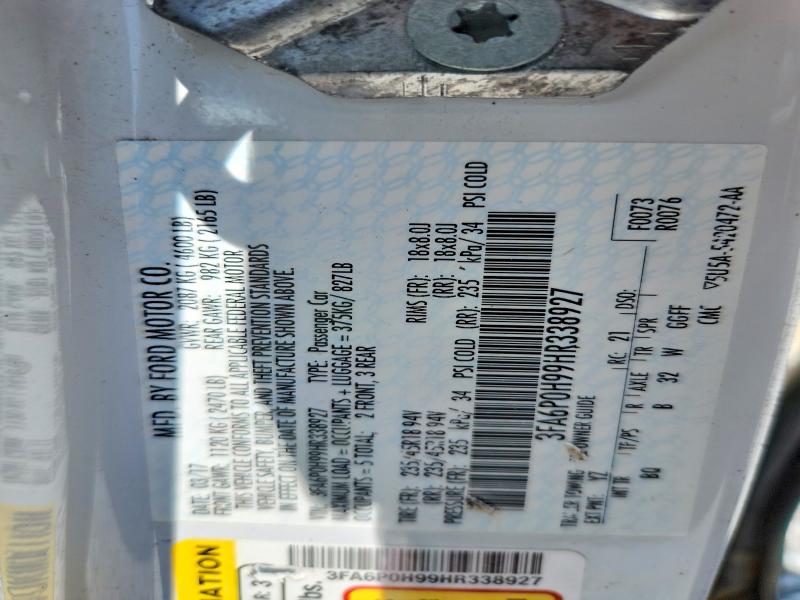 63846916 :رقم المزاد ، 3FA6P0H99HR338927 vin ، 2017 Ford Fusion مزاد بيع