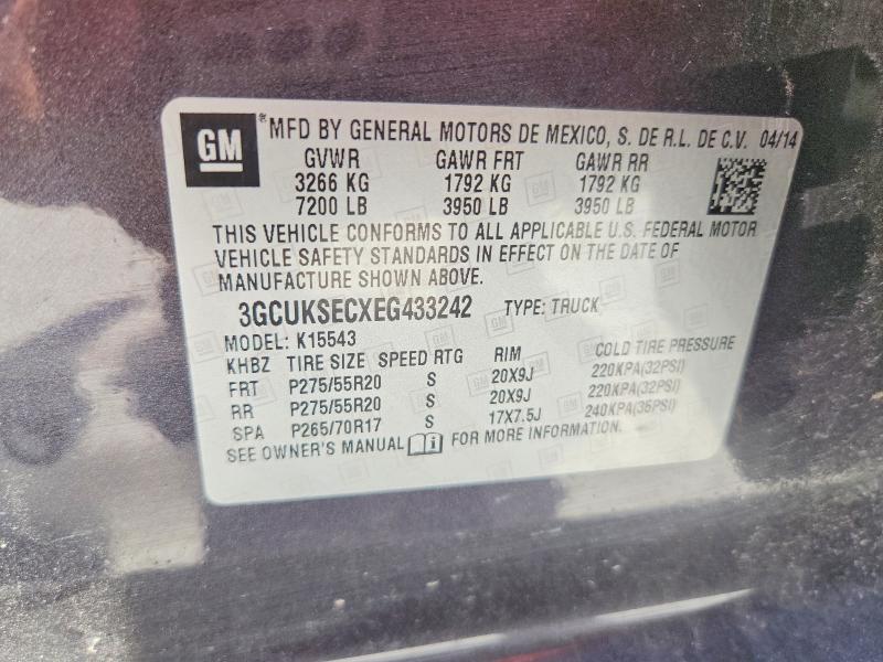 Aukcja sprzedaży 2014 Chevrolet Silverado, vin: 3GCUKSECXEG433242, numer aukcji: 64458966