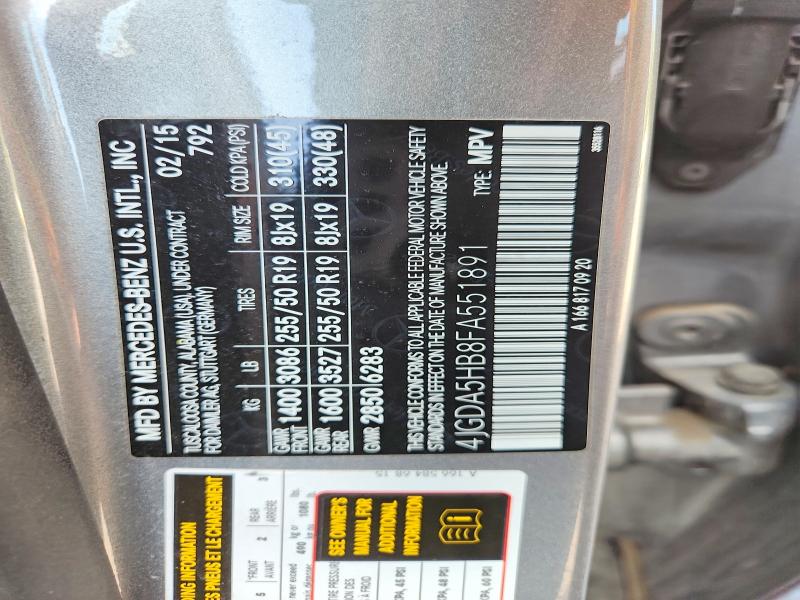 Aukcja sprzedaży 2015 Mercedes-benz Ml, vin: 4JGDA5HB8FA551891, numer aukcji: 65713596