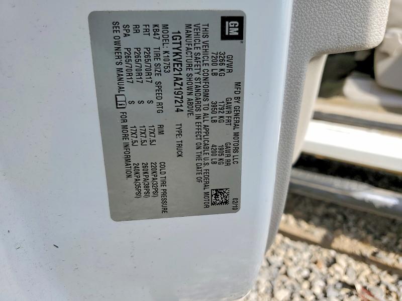 2010 Gmc Sierra მანქანა იყიდება აუქციონზე, vin: 1GTYKVE21AZ197214, აუქციონის ნომერი: 64809536