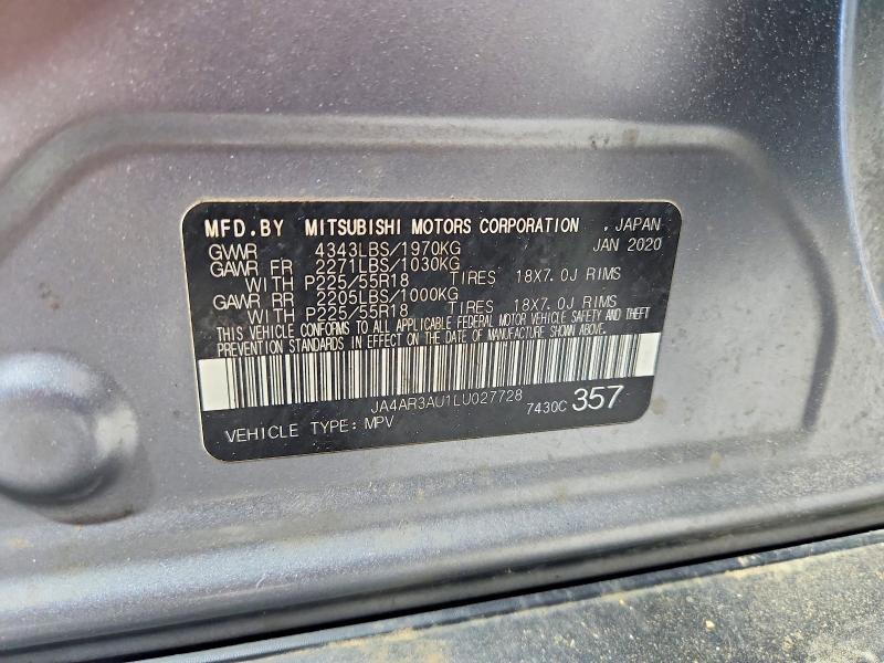 Auction sale of the 2020 Mitsubishi Outlander Sport, vin: JA4AR3AU1LU027728, lot number: 65493096