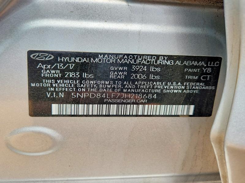 Aukcja sprzedaży 2018 Hyundai Elantra, vin: 5NPD84LF7JH218684, numer aukcji: 66436646