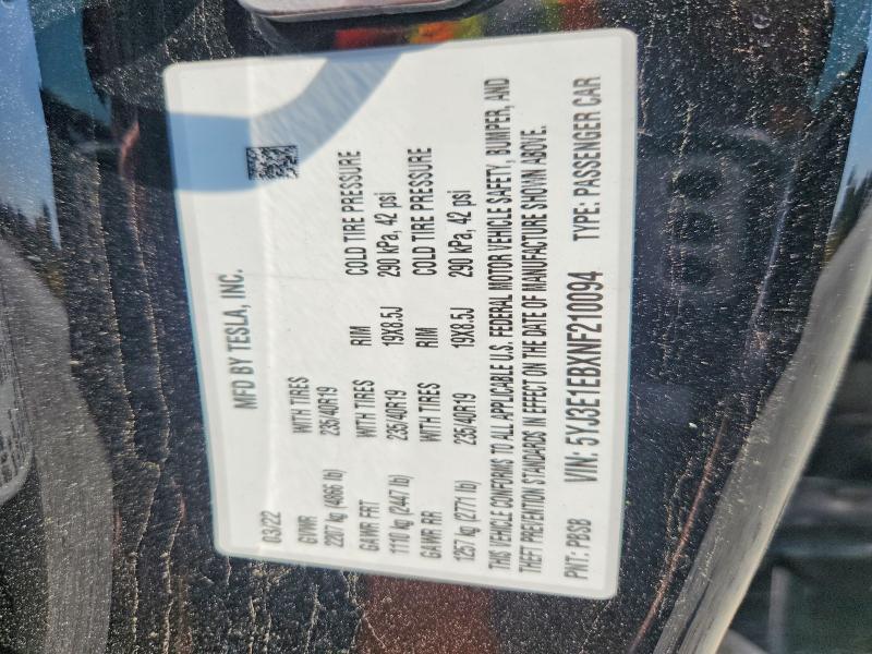 Продажа на аукционе авто 2022 Tesla Model 3, vin: 5YJ3E1EBXNF210094, номер лота: 64312296