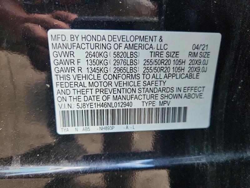 66573506 :رقم المزاد ، 5J8YE1H46NL012940 vin ، 2022 Acura Mdx مزاد بيع