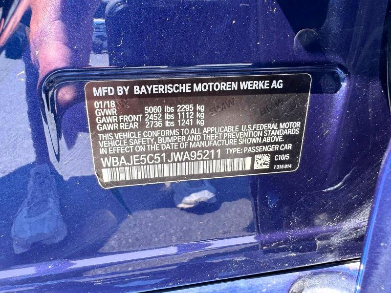 Aukcja sprzedaży 2018 Bmw 540, vin: WBAJE5C51JWA95211, numer aukcji: 64676126